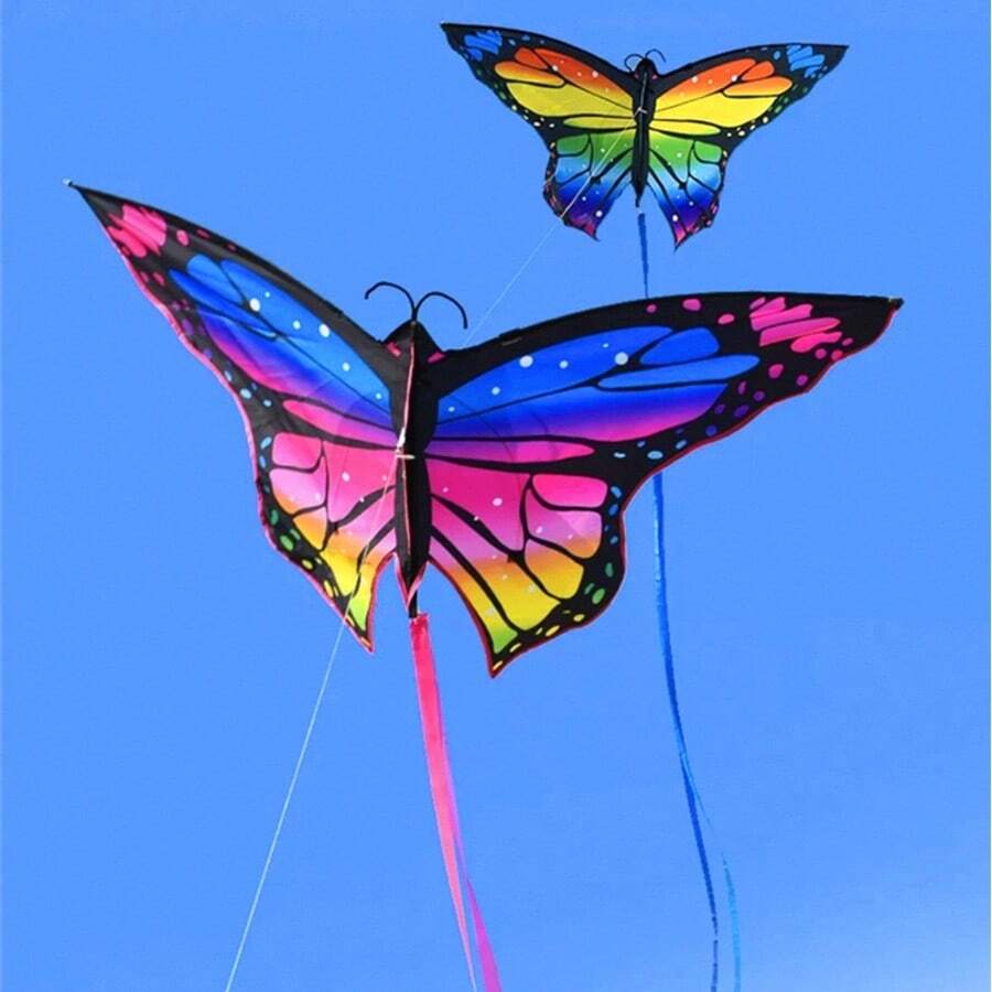 2pcs Colorful Butterfly Kites, Suitable For Outdoor Games And Activities, Single-Line Kites And Flying Tools, Suitable For Lovers [Plus 100m Line Board] - Multicolor - View 1