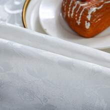 1 Pc White Embroidered Lace Trim Jacquard Tablecloth, Elegant Romantic Polyester Rectangle/Square Dust & Heat Resistant Table Cover, Suitable For Dining Table, Coffee Table, Nightstand, Wedding & Party Decoration - White - View 6