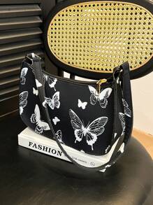 Women's Solid Color Minimalist Casual Shoulder Bag - Black - View 4