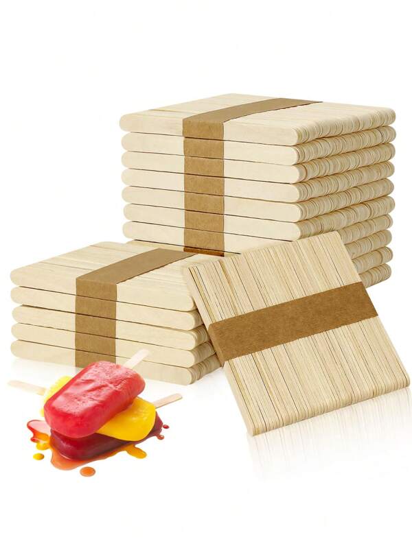 200PCS Wooden Popsicle Sticks, Natural Wooden Popsicle Craft Sticks. These Ice Cream Sticks Can Be Used For Making Ice Cream, Ice Cubes, Lollipops, And Cakes. Also Including Wax Sticks, DIY Wooden Craft Sticks, Wooden Dowels, Tongue Depressors, Popsicle Sticks, And Popsicle Accessories.