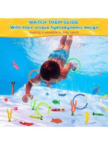 34pcs Pool Diving Toys, Suitable For Swimming Skill Training, Underwater Pool Party, Water Game Training Gift, Swimming Pool Games, Summer Swimming, Popular Water Toys For Summer - Multicolor - View 2
