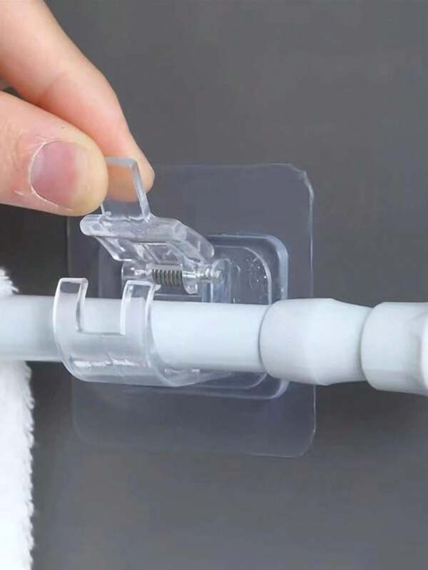 1 pieza Abrazadera ajustable sin clavos para rieles de cortina, soportes para riel, accesorios adhesivos para colgar cortinas en la pared
