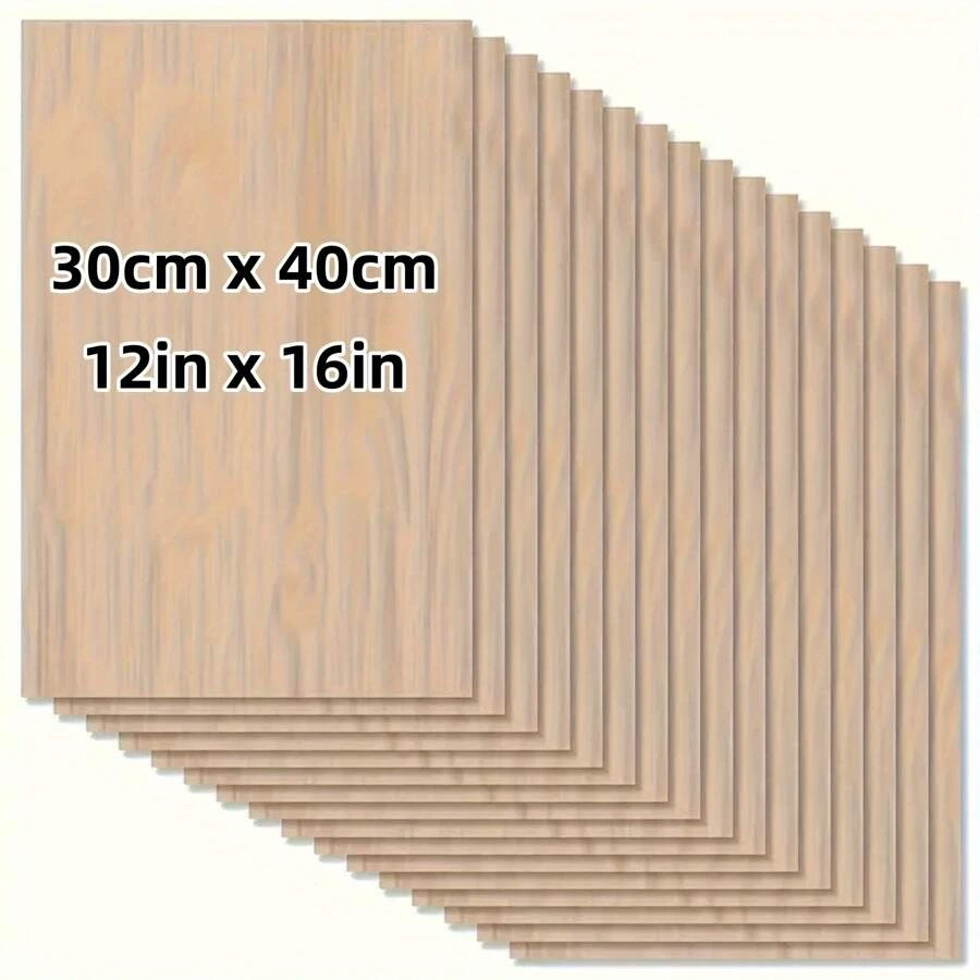 12" X 16" X 2mm Unfinished Light Brown Basswood Plywood, Smooth Surface, Ideal For Laser Cutting, Wood Burning And Architectural Modeling, Suitable For DIY Crafts And Design Projects - Light Brown - View 1