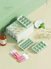 1 Set Of Ice Cube Molds DIY Homemade Ice Cream Molds, Ice Stick Molds, Frozen Ice Cubes Three In One Set Of Ice Grid Ice Making Molds - Green - View 11