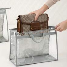 1pc Transparent Large Capacity Portable Storage Bag - High Quality Dust-Proof Hanging Bag, Saves Closet Space, Convenient For Storage And Organization, Each Bag Is Easy To Carry, Minimalist Transparent Handheld Storage Bag, Dust-Proof And Moisture-Proof Storage Bag, Multi-Functional Wardrobe Bag - Grey - View 4