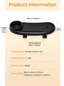 Multifunctional Children's Stroller Snack Tray, Compatible With 98% Of Handlebar Types On The Market - Black - View 3
