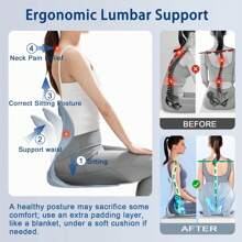 Lumbar Cushion For Chairs, Lumbar Pillow, Backrest Support For Chairs, Foldable Cushion For Lower Back, Ergonomic Chair Pad, Backrest Support For Office Chairs, Office Accessories, Cartoon Gray - Blue - View 3