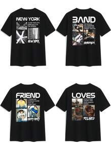 Camiseta personalizada para hombre, sube tu propia imagen/foto/arte/paisaje, texto/bendición/mensaje/eslogan/nombre personalizado, personalice su texto, nombre y bendición, camiseta de cuello redondo de manga corta, negra, para festival de música, uso familiar, regalo de San Valentín, regalo de aniversario, regalo para amigos, regalo festivo, tops de verano