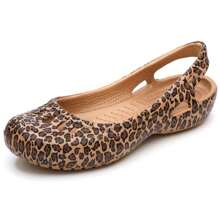 Sandales mode pour femmes, chaussures de plage légères et confortables, chaussures plates à semelle souple pour le travail, chaussures de jardin d'extérieur, mules imprimé léopard