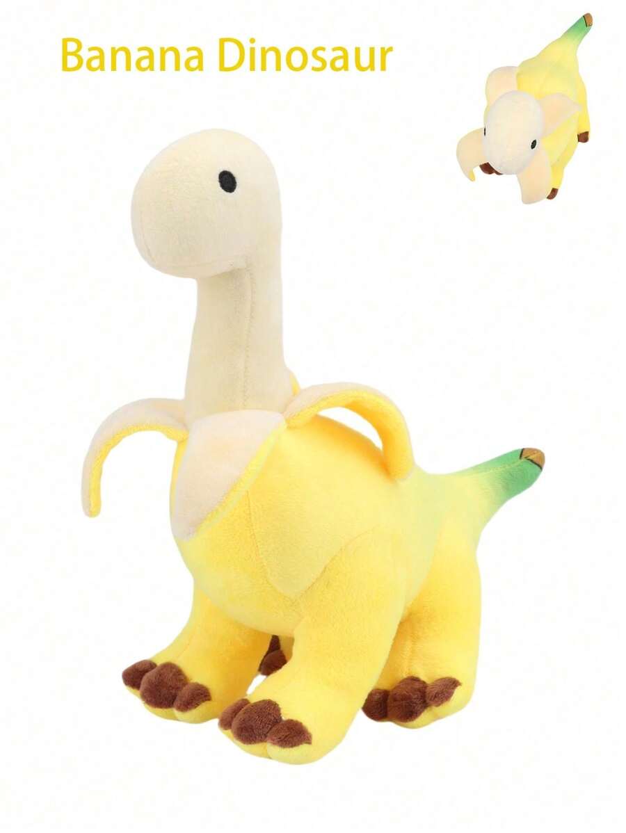 28厘米/11.02英寸 香蕉恐龙毛绒玩具 可爱卡通香蕉雷龙动漫龙游戏毛绒玩具抱枕娃娃装饰创意礼物 儿童生日派对家居女孩房间装饰复活节 - 黃色 - 查看 1