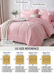 5/7-Piece Solid Colour Checkered Bed Comforter Sets Queen - Soft Microfiber, Lightweight, All-Season, Twin/Full/Queen/King Size Bed In A Bag, Quilt Set With Breathable Fabric And Easy Care,Summer Bedding Set ,Ideal Gift.