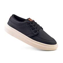 Men's Casual Leather Sneakers For Everyday Use - 黑色 - 查看 3