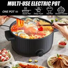 PANCERKA 3L Large Capacity Multi-Functional Electric Cooking Pot, 1000W Energy-Efficient With Adjustable Temperature Control, Ideal For Soups, Steaming, And Noodles, Portable Design For Dorms, Offices, And Travel, Non-Stick Easy-To-Clean Interior