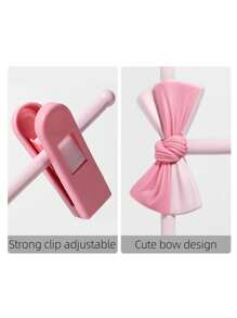 5pcs/Set Cute Pink Bow Children's Clothes Hangers, Adjustable Stretchable Pants Clips, Non-Slip Baby/Kids Drying Racks - Pink - View 6