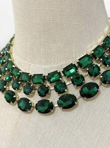 Cuier 3 件/套各种不同款式单独佩戴多层玻璃石项链女士颈链首饰派对闪亮宝石颈链 - Glass Gemstone - 查看 8