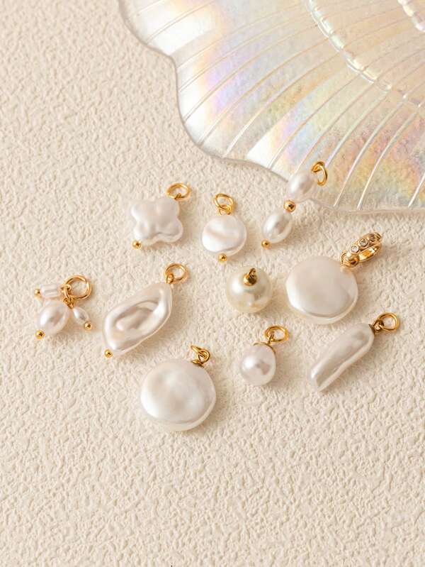 1Pc Natural Asymmetrical Pearl Pendant, Vintage Pearl DIY Accessory, Pearl Necklace Bracelet Earring Pendant, Electroplated 18K Gold, Gift For Wife And Mother