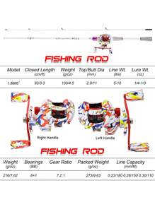 SOUGAYILANG 2-Section 1.8m/5.9FT Ultralight Carbon Fiber Fishing Rod & Baitcasting Reel Combo 7.2:1 Gear Ratio Fishing Reel With Fishing Line Fishing Accessories Fishing Gear Perfect For Freshwater Perch, Trout, Pike & Walleye (Fishing Line Specification Random)
