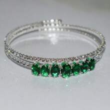 1 pieza Pulsera con cristal de doble capa de moda para mujer