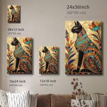 1pc Framed Wall Art, Wrapped Canvas Poster Vintage Prints, A Mosaic Of A Cat Sitting On Top Of A Table, Birthday Party Decor, Decorative Wall Art For Living Room Bedroom Office, Hanging Hardware Included - Framed, Vertical - Framed Canvas - View 5