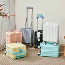 Stylish 14-Inch Lightweight Carry-On Rolling Luggage, Small High-Quality Suitcase With Spinner Wheels, Password Lock, Multi-Functional Travel Bag For Photography & Outdoor Travel Holiday Vacation Travel Accessories Summer Travel Essentials - Pink - View 6