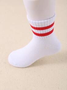 10 Pairs Of Kids' White Classic Striped Stretch Socks Are Casual And Comfortable For School Wear And Sports,Deodorant Sports Socks Children's Socks Unisex Teenagers Socks White