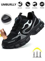 UMBURLLY Chaussures de sécurité pour femmes avec embout en acier, résistantes à la perforation, fermeture à bouton, convenant pour l'usine, l'atelier, le bureau en été