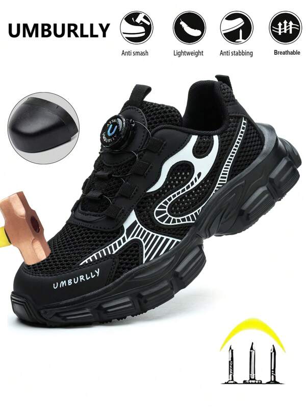 UMBURLLY Women's Steel Toe Safety Shoes, Puncture Resistant, Button Closure, Suitable For Factory, Workshop, Office In Summer