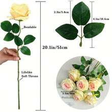10 Stücke Seidenrosen, 20.1" künstliche Rosen mit weichen Dornenstielen, lebensechte Künstliche Blumen für Hochzeit Strauß, Tisch-Mittelstücke, Heimdekor