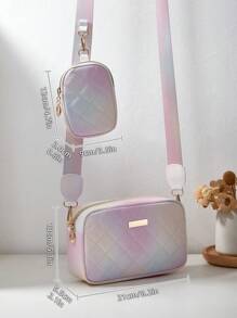 1个女孩迷你波浪纹压花字母收纳包，手机钱包零钱包