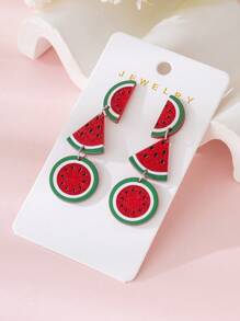 1 Pair Fashionable Women Watermelon Design Jewelry Earrings, Perfect Gift For Beach Vacation, Party