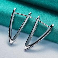 925 Silver Plated Clip Earrings For Women Wedding Party Fashion Charm Jewelry - Silver - View 2