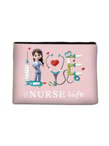 1 Nurse's Daily Printed Medicine Bag, Travel Pill Storage Bag, First Aid Kit, Reusable Medicine Bag For Travel And Cosmetics, Perfect Health Gift, Makeup Bag, Cosmetics Bag Travel Essentials Travel Accessories Travel Must Haves Holiday Essentials Holiday Travel Bag