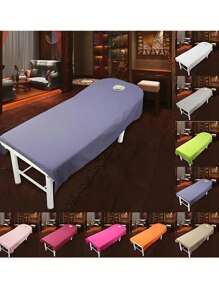 Housse de table de massage spa haut de gamme – Drap de lit durable et facile à nettoyer, avec trou pour le visage, élastique pour les cliniques de beauté (taille : 75 cm x 190 cm)