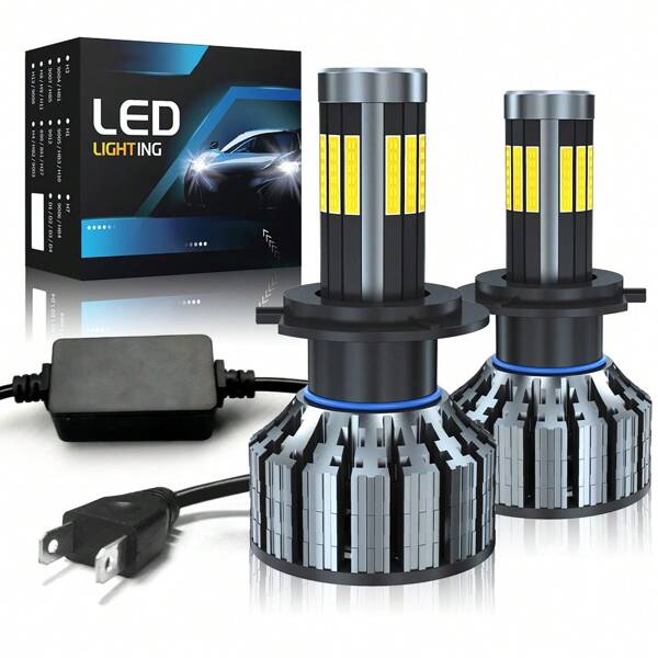 DrViAion 2 Stücke/Set Autobeleuchtung 12-seitig 3D 360 für H7 H11 9005 9006 H4 60.000 LM, 140 W, 6.000 K Kaltweiß, hochleistungsfähige 1:1 präzise Lichtform, 800% heller