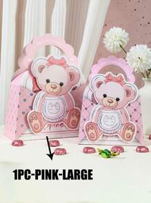 1/5 件 - 婴儿沐浴生日礼物袋，适合男孩和女孩，配有纸巾和卡片气球熊图案，带手柄 - 彩色 - 查看 13