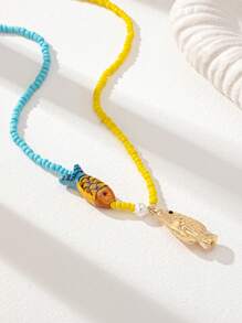 1 件手工制作的海洋生物珊瑚壳龙虾小龙虾海星项链，波西米亚风女士海滩珠宝（颜色和形状随机） - 彩色 - 查看 2