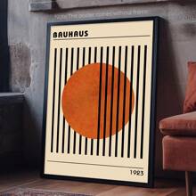 1幅包豪斯几何图案墙画，抽象海报，复古橙色海报，纹理中世纪现代风格印刷品，圆形和线条插图，适用于客厅装饰、卧室装饰、帆布墙画、房间海报、家居装饰、房间装饰美学、房间装饰配件。可选画框，房间装饰 - 1個 - 查看 8
