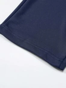 Pantalones deportivos de pierna recta y holgados para hombres, pantalones casuales de unicolor con cordón en la cintura, versátiles y aptos para primavera - Azul Marino - Ver 4