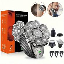 Electric Head Hair Shaver For Hair Cutting, Ultimate Men Cordless Rechargeable Wet/Dry Skull & Bald Head Razor With Rotary Blades, Clippers, Nine Blade Electric Shaver Battery Capacity 600mAh