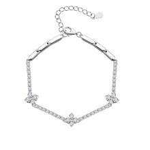 1 Chiếc vòng tay nữ kiểu tennis đính 12 viên đá Moissanite (0.1ct) và 32 viên đá Moissanite (0.05ct), thiết kế 3 hình thoi, dài 20cm. Vòng tay bạc S925 cao cấp đính đầy đá Moissanite, thích hợp đeo hàng ngày. - Bạc - Xem 4