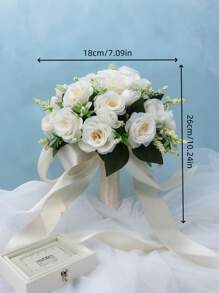 1pc Large Silk Rose Bridal Bouquet, Wedding Bridesmaid Flower Bunch