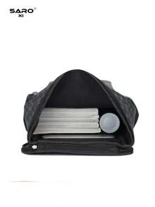 saroxi Men's Fashion Backpack, Casual Daypack, Korean Waterproof Print Large Capacity Travel Laptop Hiking Backpack,With Zipper, PVC Black Bag, Suitable Gift For Men, Fashionable Solid Color Laptop Bag Carry On Backpack, Airline Approved Travel Essentials - Multicolor - View 11