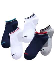 5 Pairs Men's Fashionable Sports Socks, Low-Cut Invisible Ankle Socks, Lightweight For Spring/Summer - Multicolor - View 4