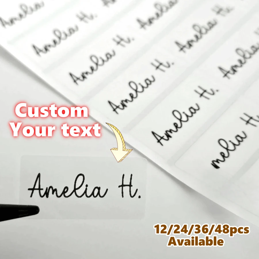 Customized Text PVC Stickers Personalized Name Labels, Custom Logo Die Cut Waterproof Holographic Vinyl Decals For Planners Calendars Name Tags - Clear PVC Stickers - View 1
