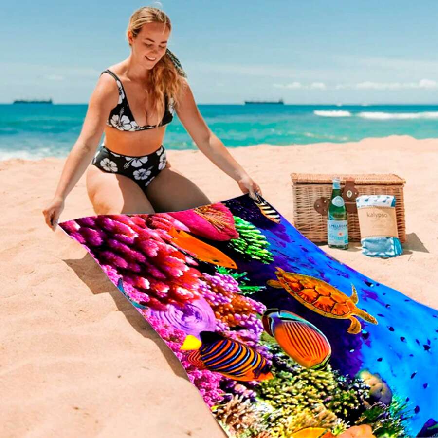 Toalla de playa, Suaves al Tacto, Hermosos Diseños, 70x140 cm Para Usar en la Playa, en tu Hogar, en Día de Campo. 1 Pieza al Azar - Un Hermoso Regalo. Colores Y Diseños al Azar.