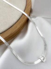 Laminated Ribbon Necklace With Initials, 18k Gold Plated And 925 Silver - Bạc - Xem 10
