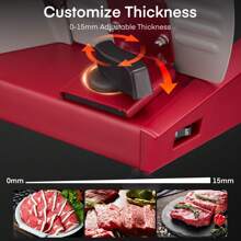 250W Meat Slicer For Home Use, Electric Food Slicer With Three 7.5" Sharp Stainless Steel Blade And One Stainless Steel Tray(Serrated + Smooth) & 0-15mm Precise Thickness Cut Deli Food, Meat, Bread, Fruit, Vegetable, Red - US A Type Plug(110-127V) - View 3