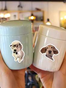 2 Styles Matte Realistic Dog Stickers, Suitable For Laptop, Skateboard, Helmet, Handbag, Asymmetrical Shape DIY Craft - Multicolor - View 4