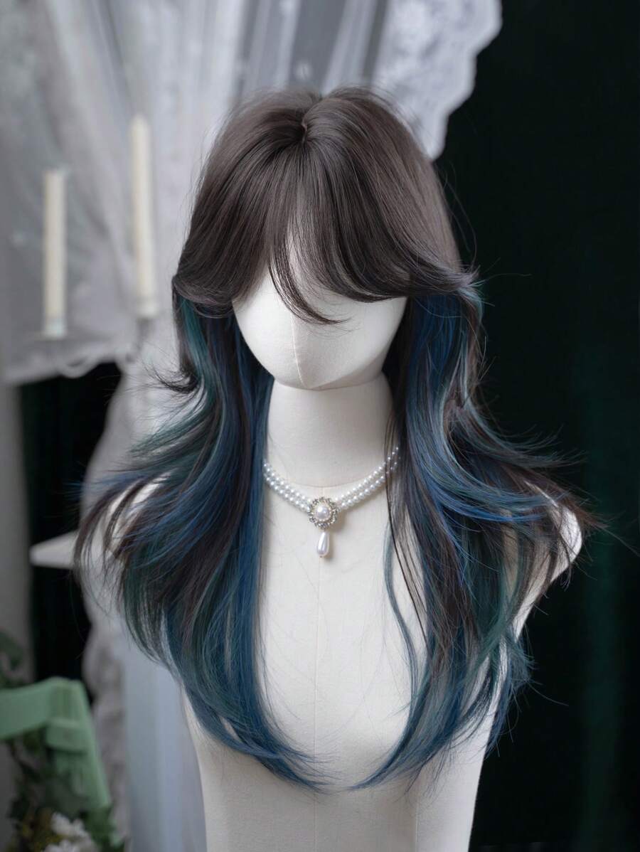 1 Piece Synthetic Heat-Resistant ,Long Straight Hair Wig In Multi Color Wigs , Made From Fiber, Suitable For Daily Use, Natural And Realistic Wig(Excluding Accessories) - Multicolor - View 1