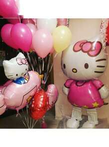 Sanrio 1 pezzo, 116cm Palloncino grande a forma di Kitty tridimensionale in lamina di alluminio per festa di compleanno, decorazioni per feste, forniture per feste a tema Hello Kitty
